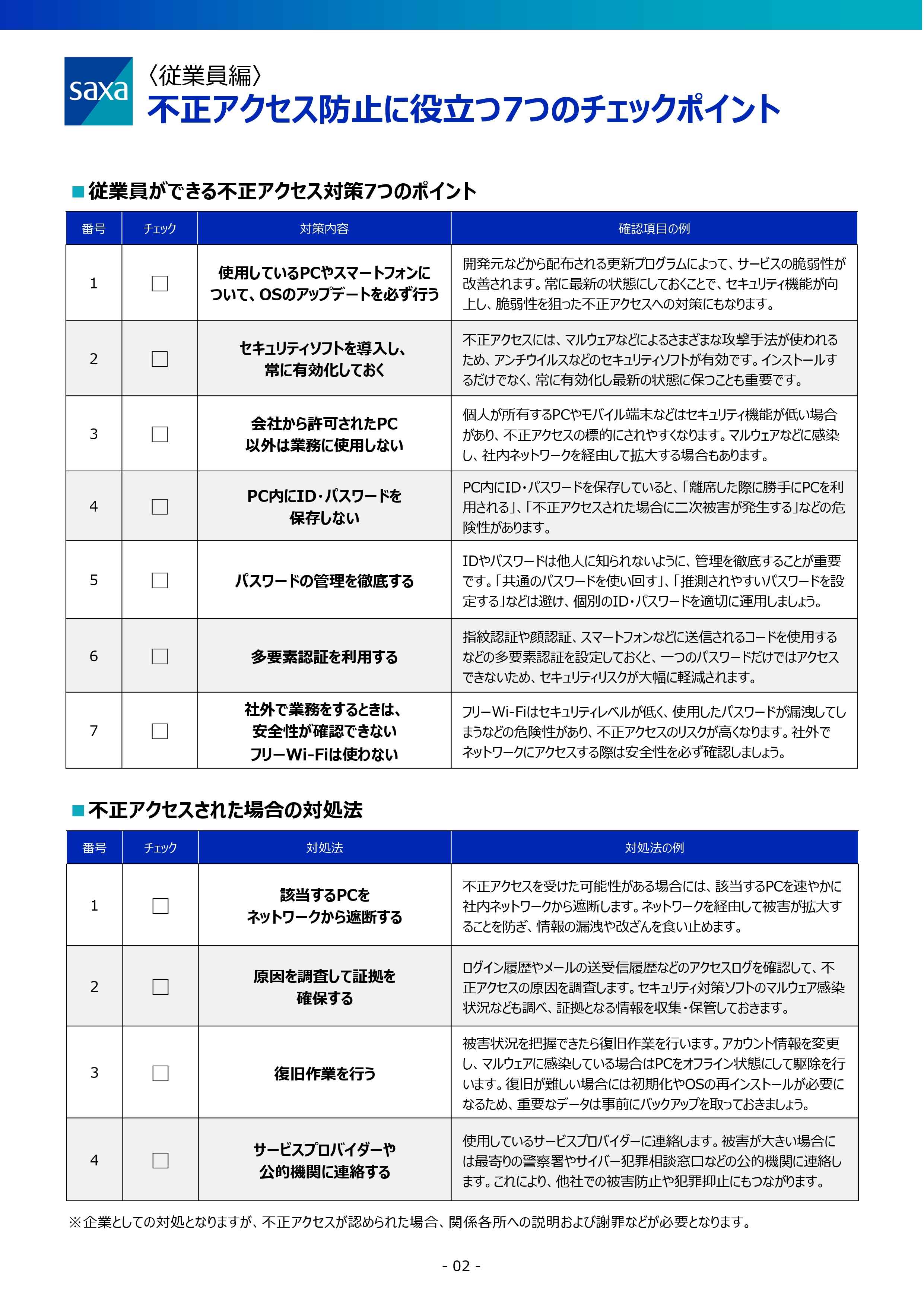 〈従業員編〉不正アクセス防止に役立つ7つのチェックポイント